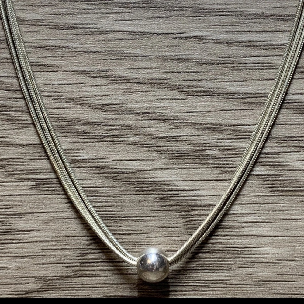 Vintage Silpada Sterling Silver 3 Strand Ball Bead "Thoreau" Necklace, 16”